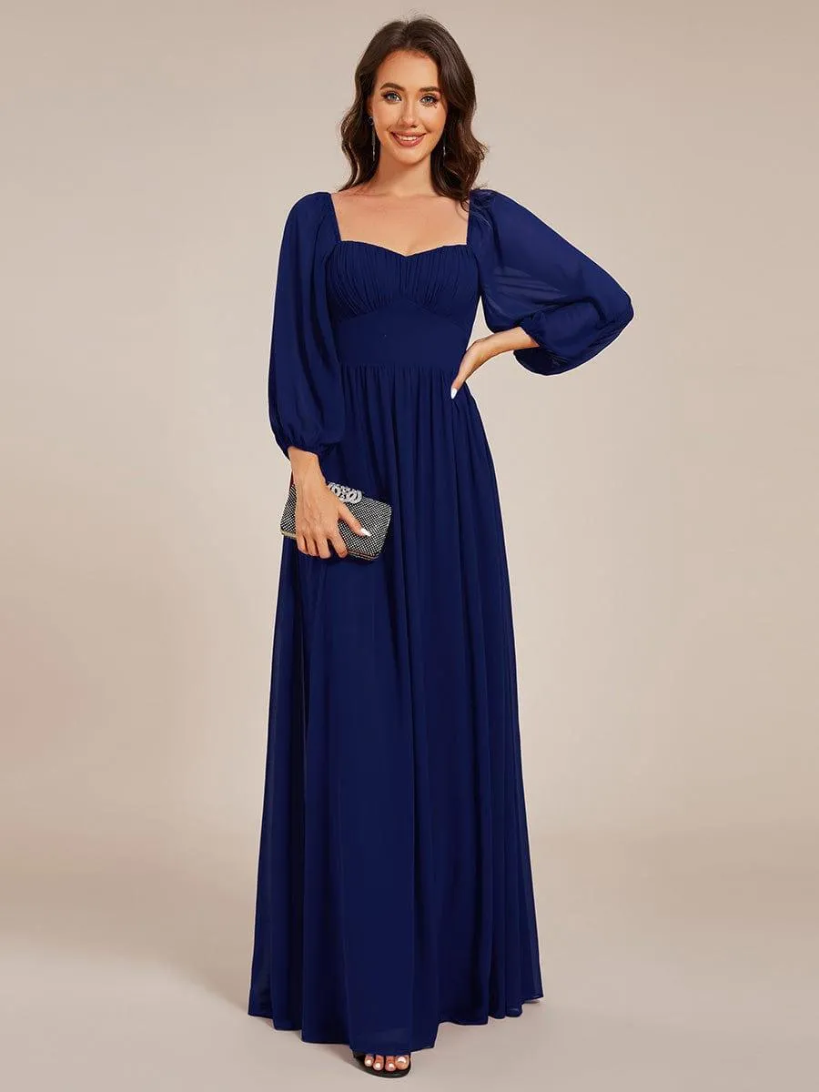 Sweetheart Neckline 3/4 Sleeve Chiffon Bridesmaid Dress