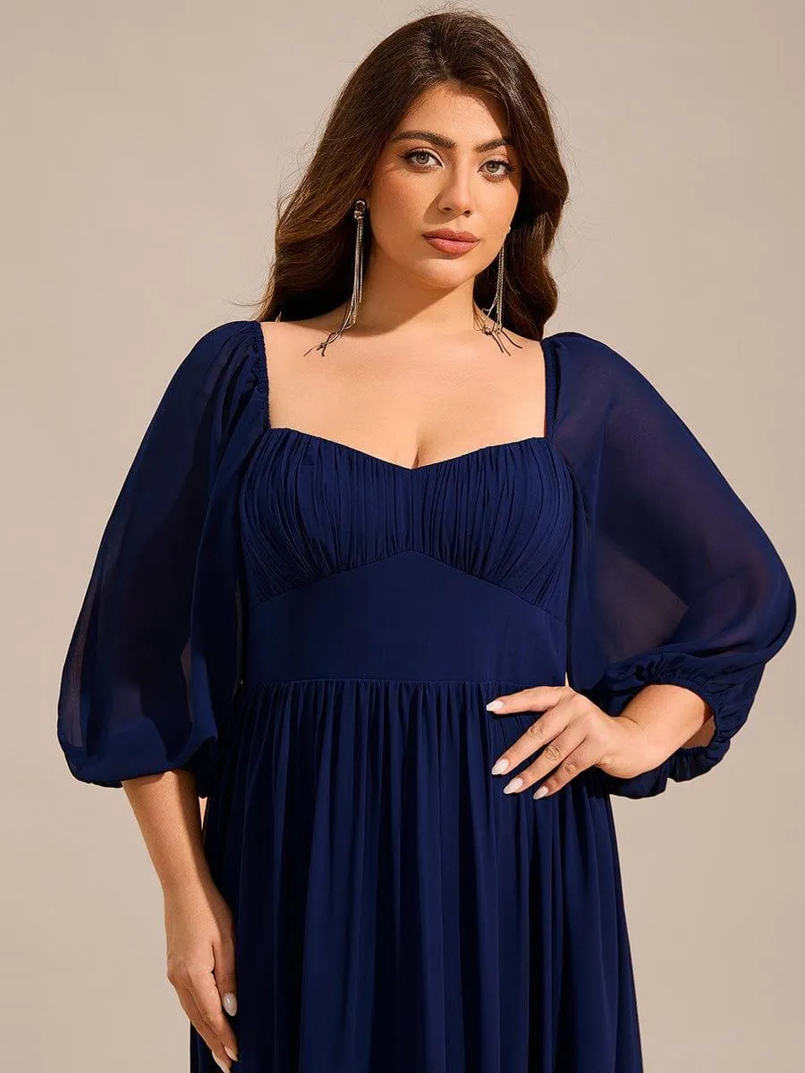 Sweetheart Neckline 3/4 Sleeve Chiffon Bridesmaid Dress