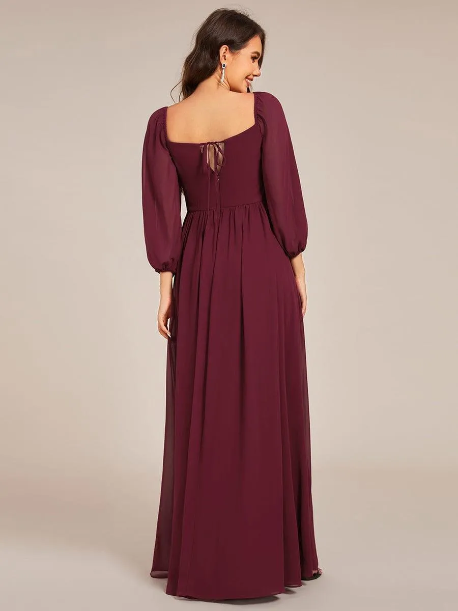 Sweetheart Neckline 3/4 Sleeve Chiffon Bridesmaid Dress