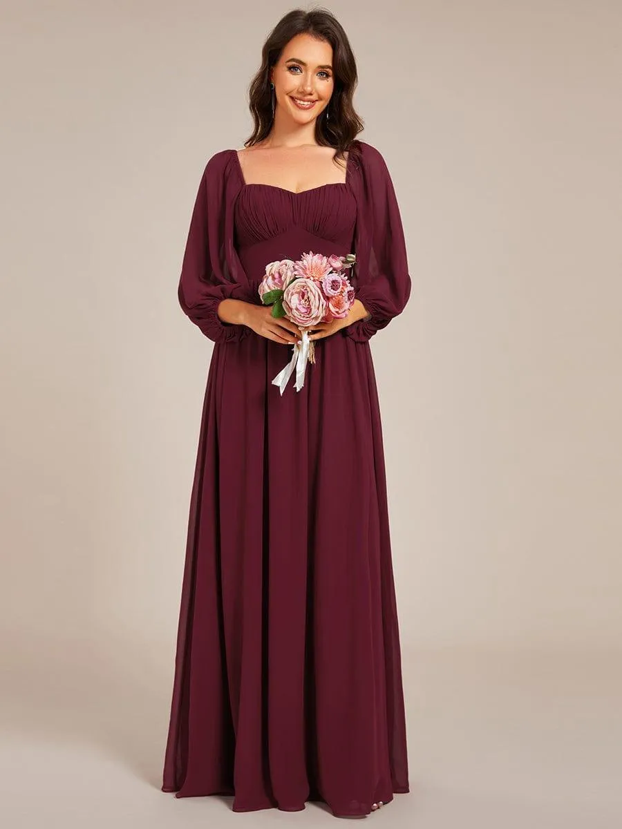 Sweetheart Neckline 3/4 Sleeve Chiffon Bridesmaid Dress