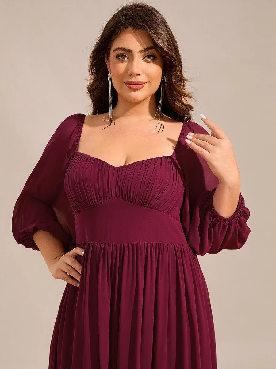 Sweetheart Neckline 3/4 Sleeve Chiffon Bridesmaid Dress