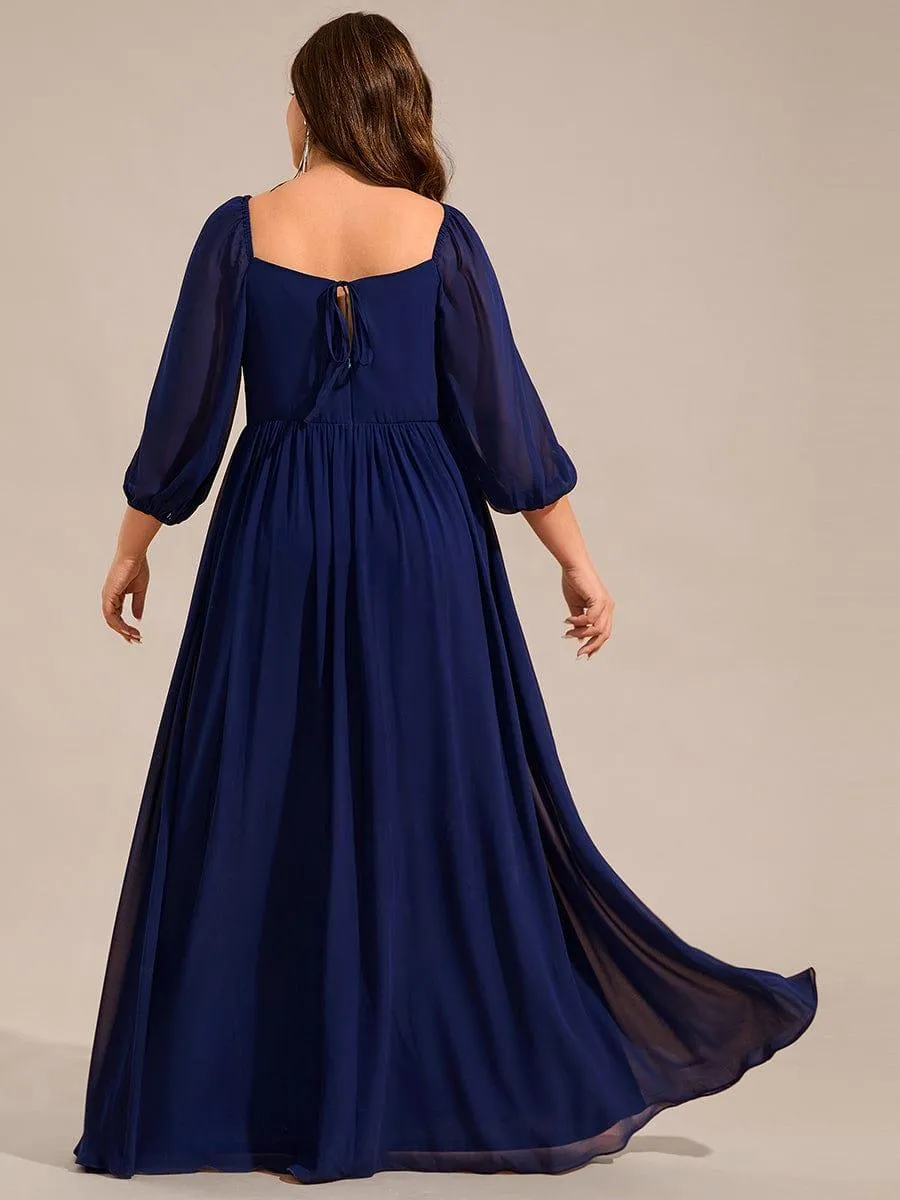 Sweetheart Neckline 3/4 Sleeve Chiffon Bridesmaid Dress