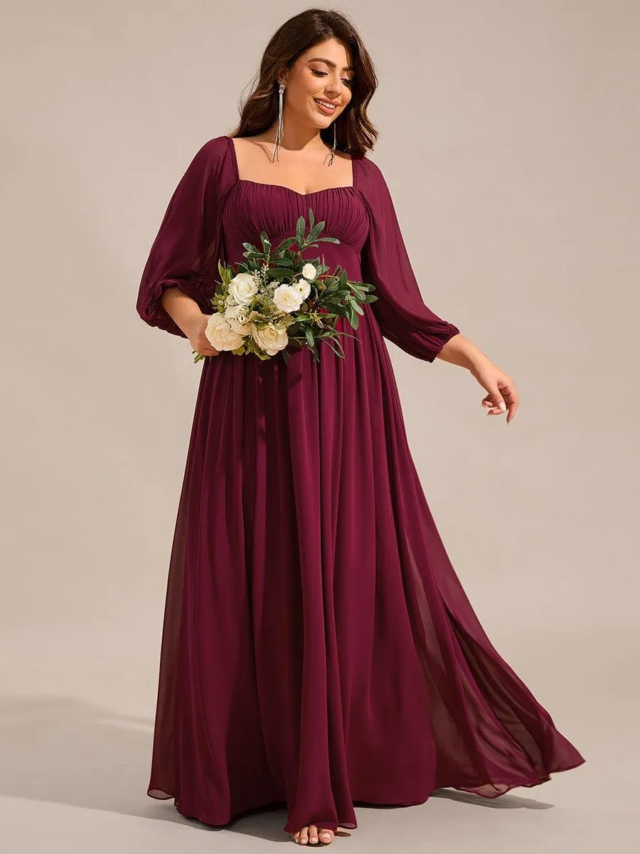 Sweetheart Neckline 3/4 Sleeve Chiffon Bridesmaid Dress