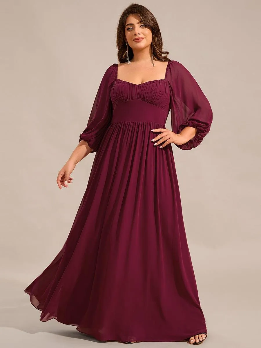 Sweetheart Neckline 3/4 Sleeve Chiffon Bridesmaid Dress
