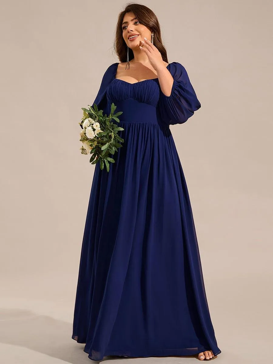 Sweetheart Neckline 3/4 Sleeve Chiffon Bridesmaid Dress