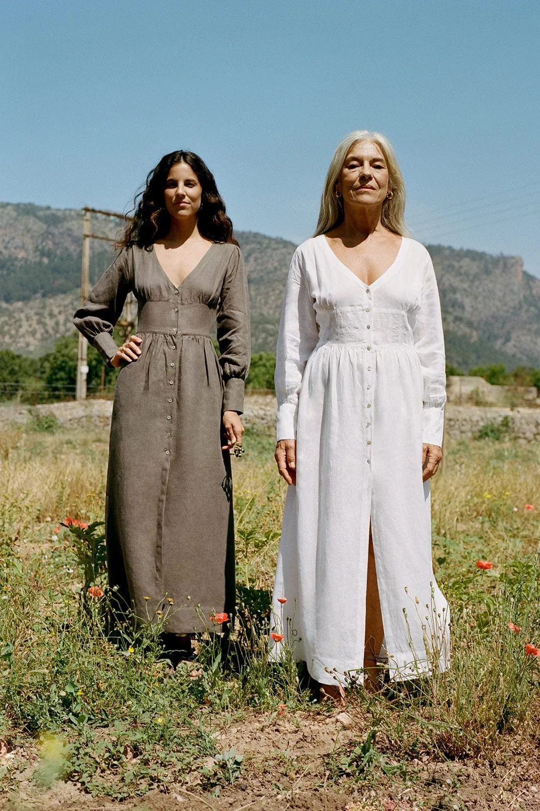 The Gertrude Linen Maxi Dress in mocha