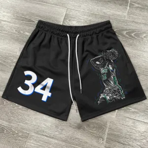 Trendy basketball print sports street shorts