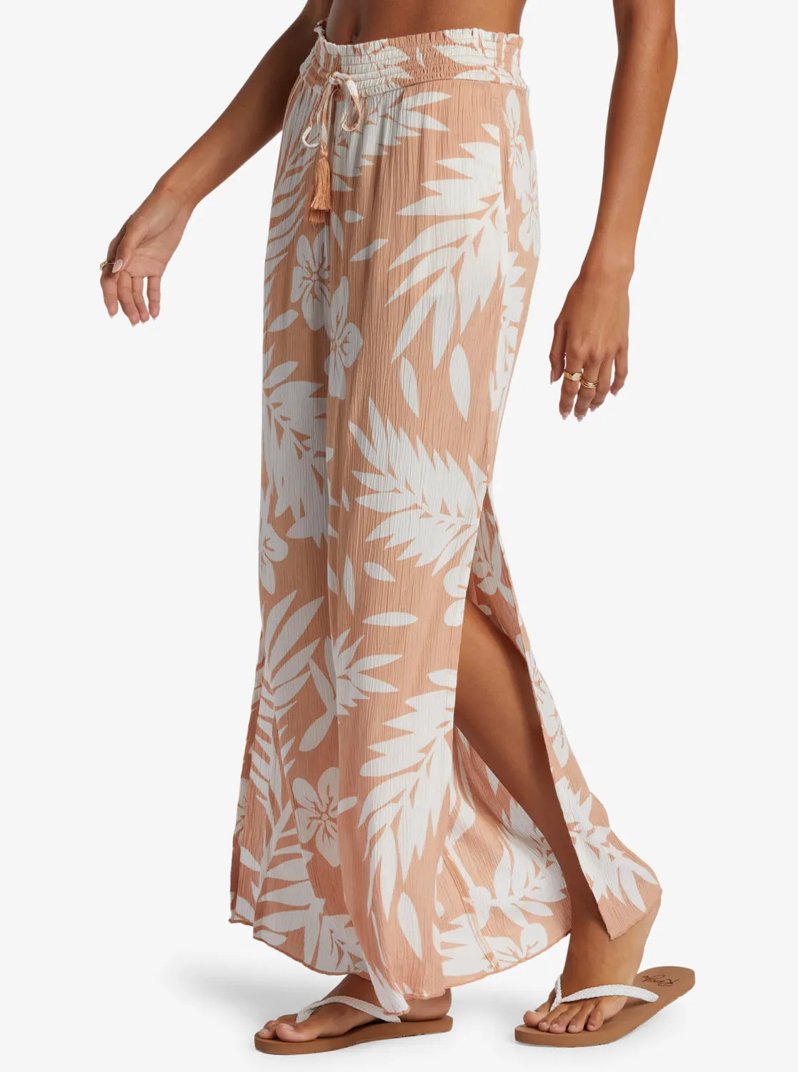 Tropical Rhythm Beach Pants - Cafe Creme Palmeria