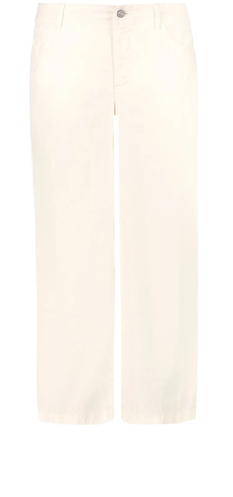 Wide Leg Crop Trouser Off-White Stretch Linen | Vanilla