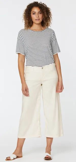 Wide Leg Crop Trouser Off-White Stretch Linen | Vanilla