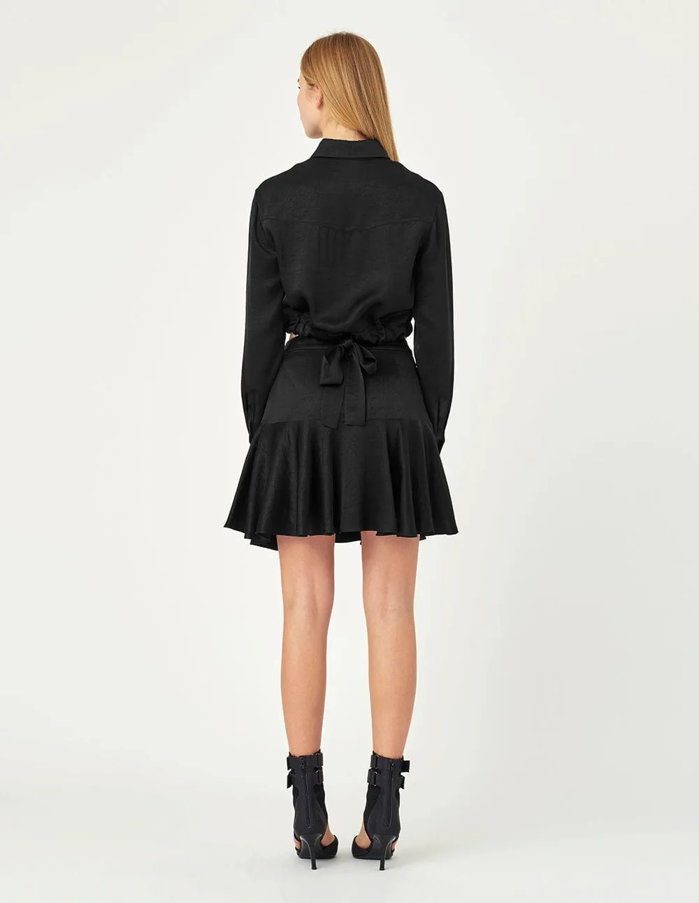 Women Black A-Line Yoke Skirt