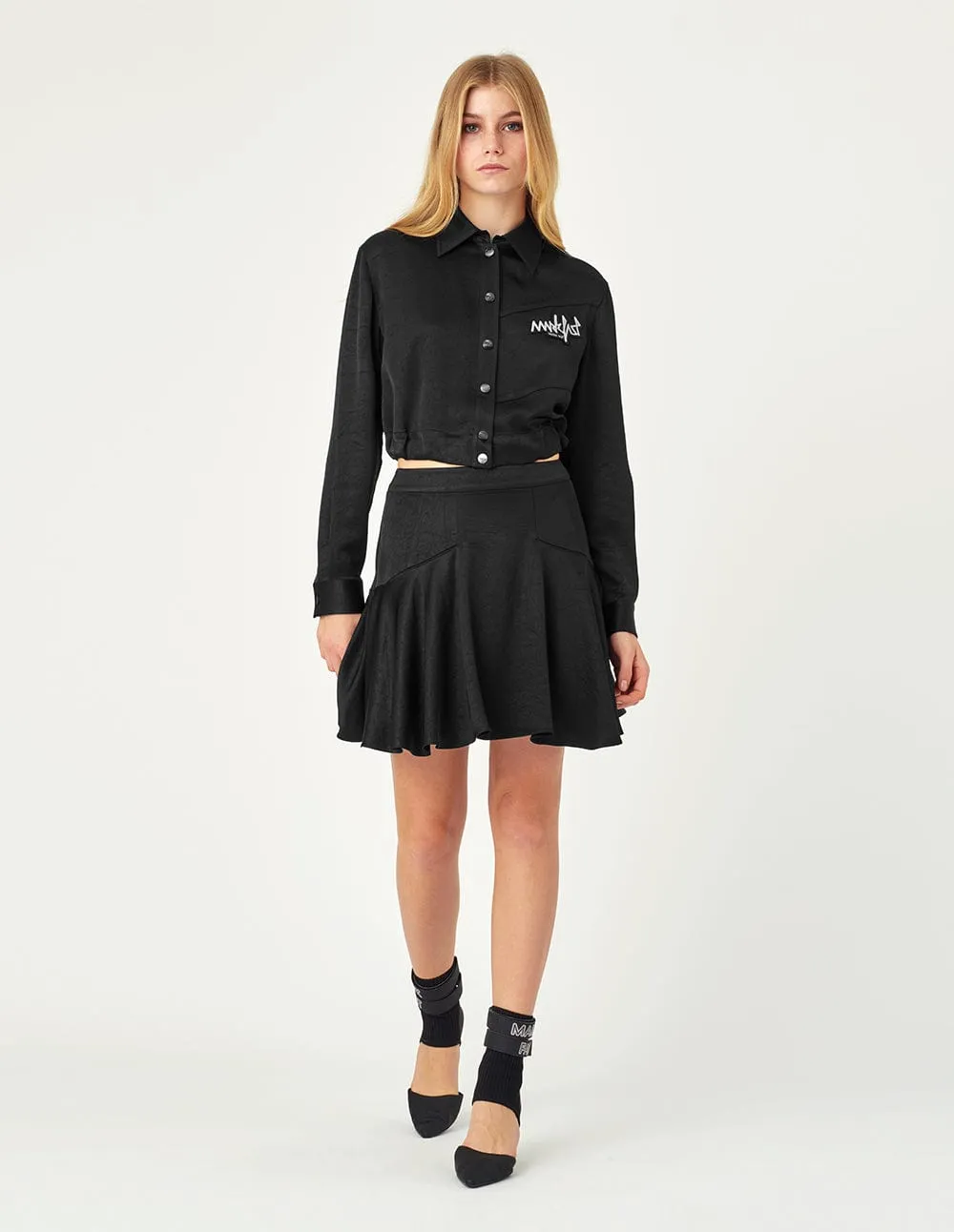 Women Black A-Line Yoke Skirt