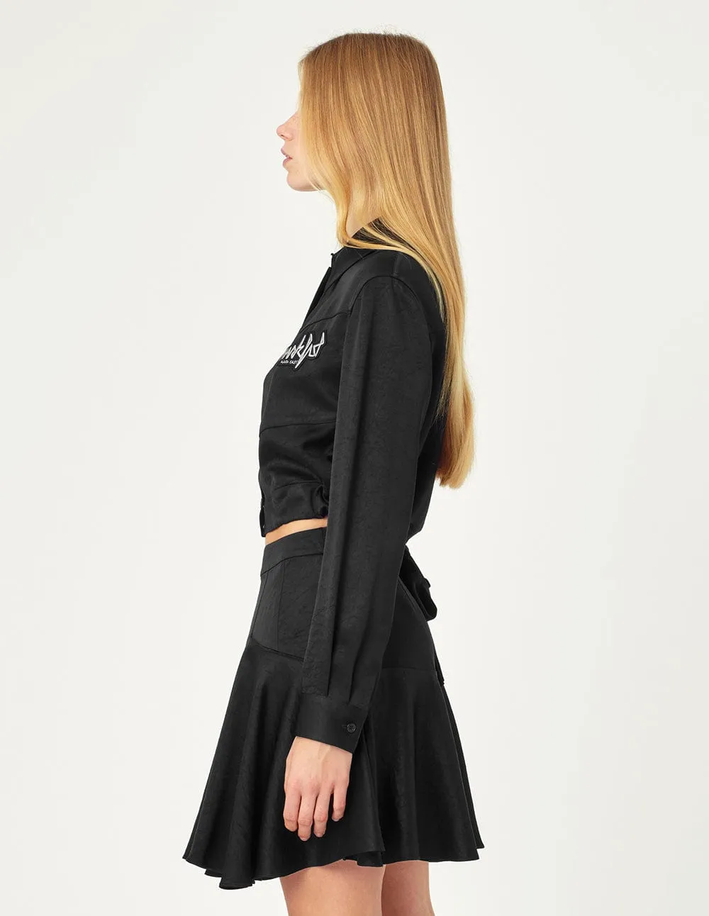 Women Black A-Line Yoke Skirt