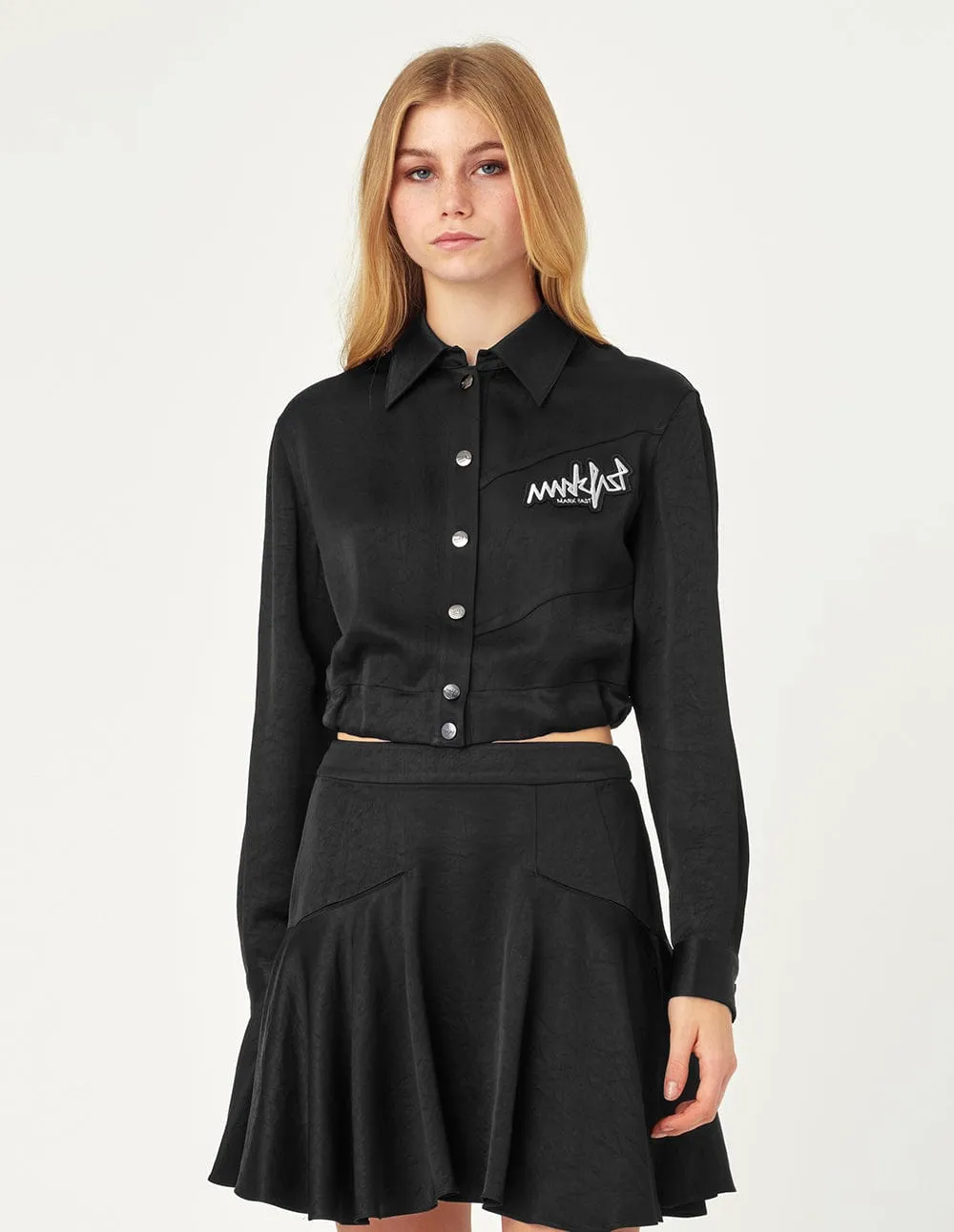 Women Black A-Line Yoke Skirt